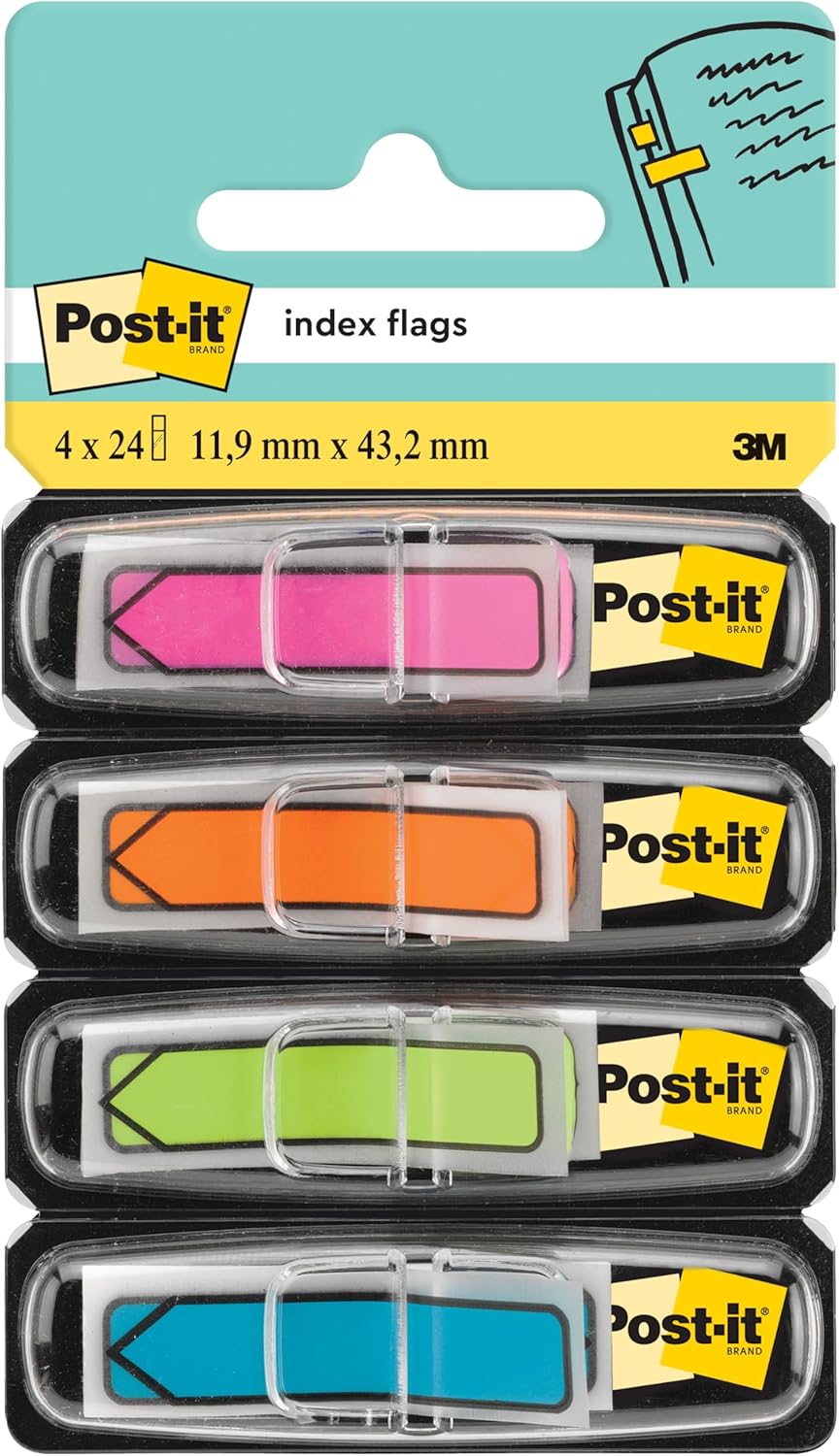 Označevalci samolepilni Post-it, 11,9 x 43,1 mm, 4x24 puščice