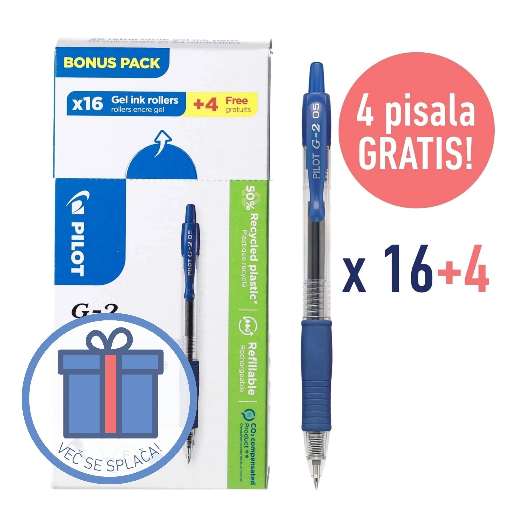 Roler Pilot BL-G2, darilno pakiranje: 16+4