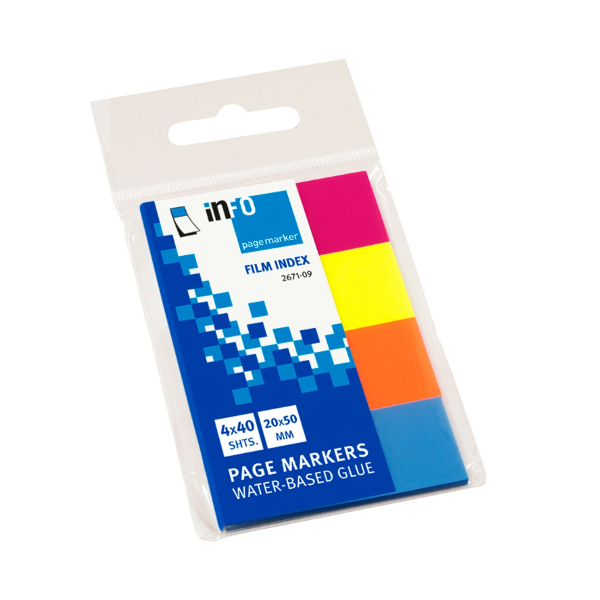 Označevalci samolepilni Info 2671-09, 20x50 mm, 4x40 listni