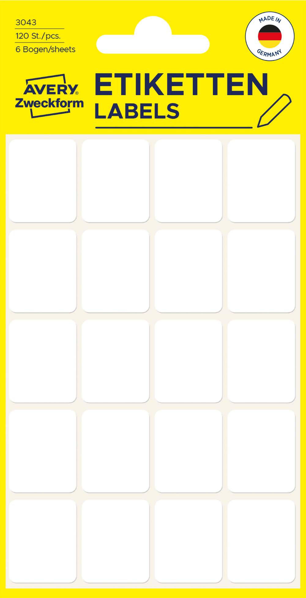 Etikete papirne bele za označevanje Avery Zweckform 3043, 22 x 18 mm