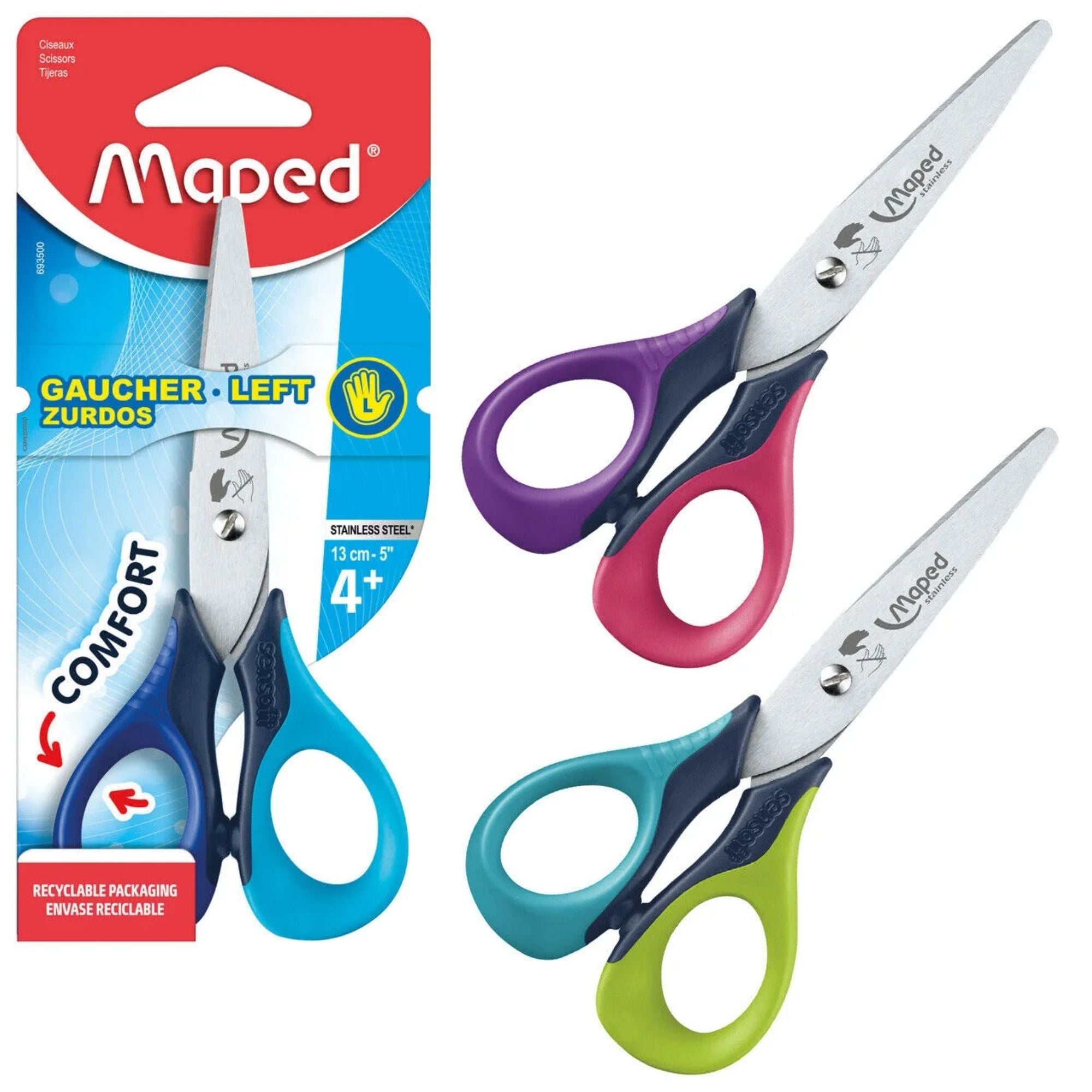 Škarje otroške, Maped Sensoft, za levičarje, 13 cm
