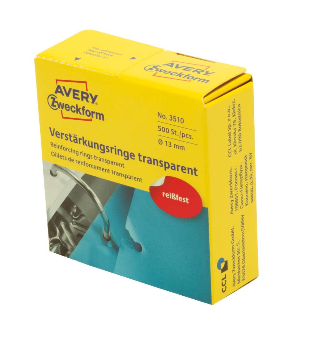 Etikete transparentne za ojačitev lukenj Avery Zweckform 3510, fi 13 mm