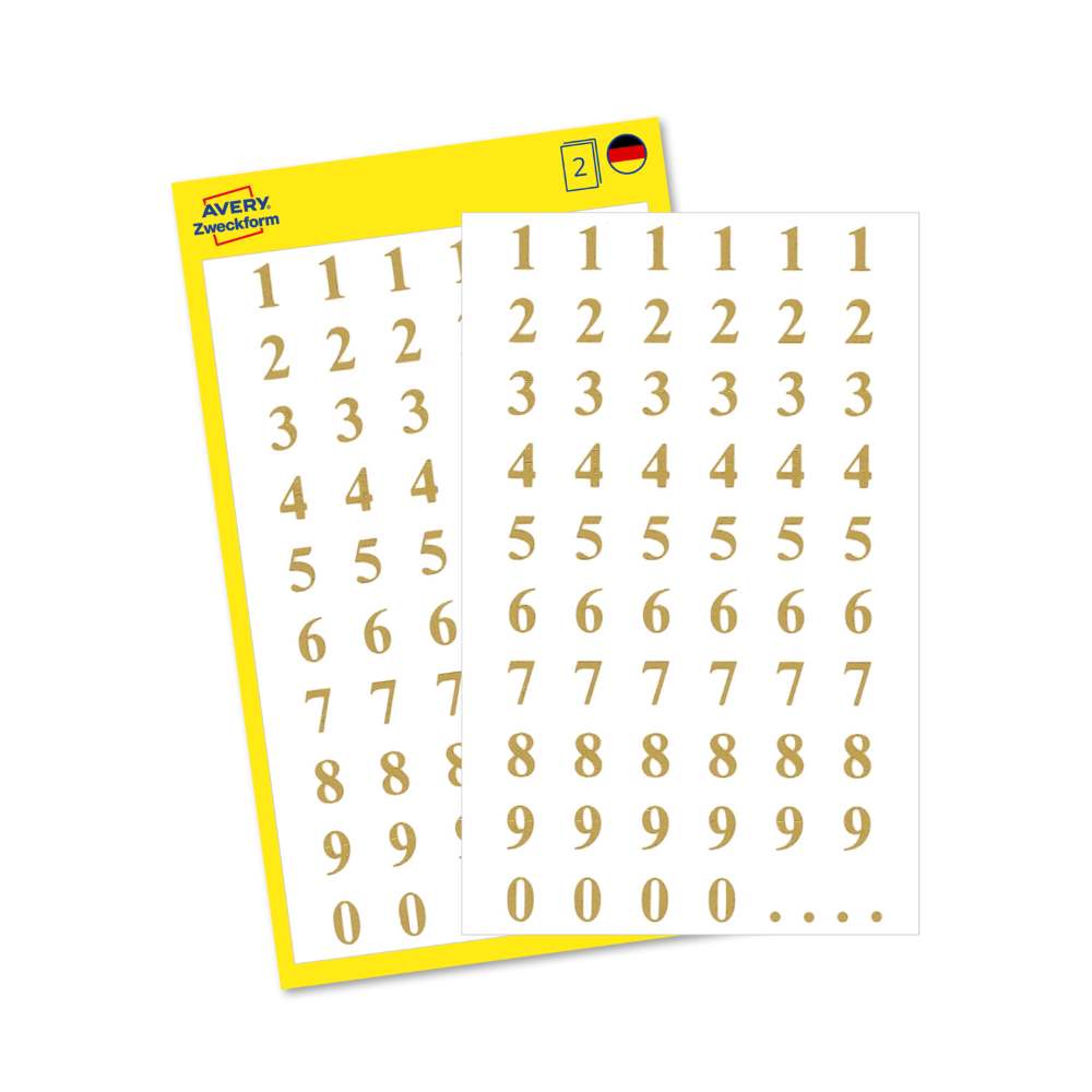 Etikete zlate številke Avery Zweckform 3728, 7,5 mm