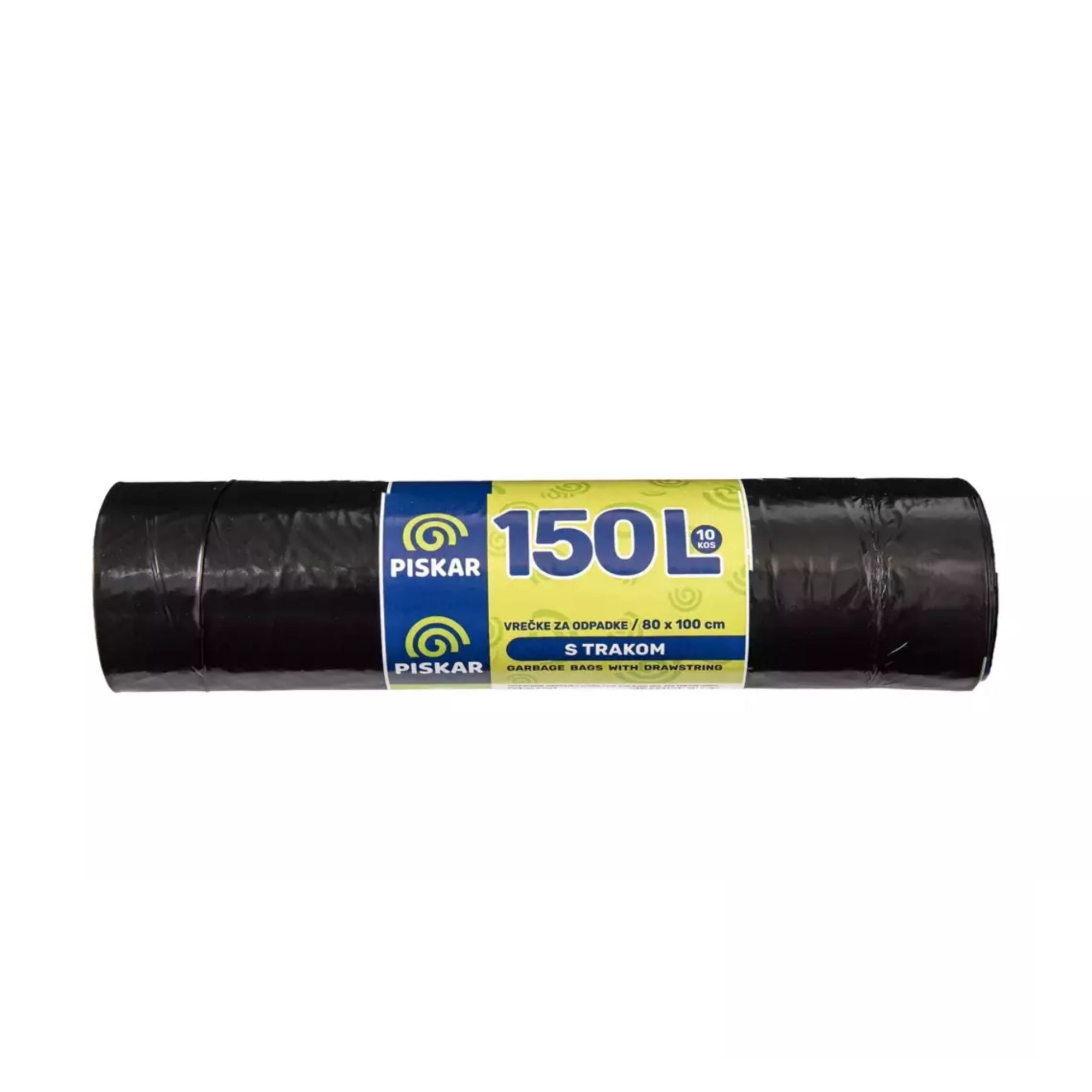 Vrečka za smeti, 150 l, s trakom, zelena, 10/1