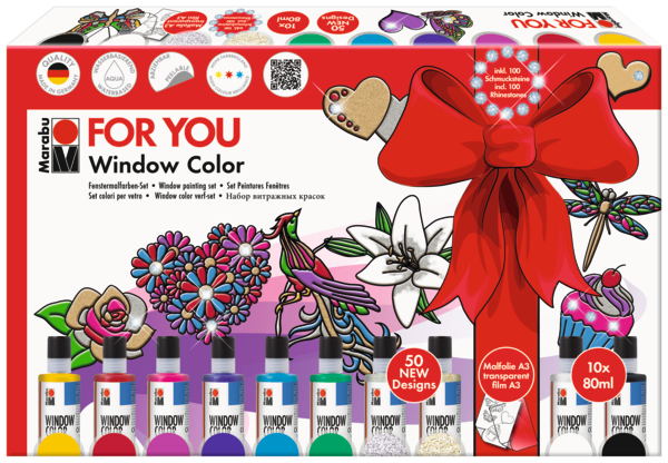 Barva za steklo Marabu Fun & Fancy set For You, 10 x 80 ml