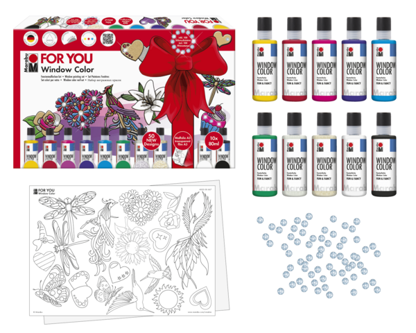Barva za steklo Marabu Fun & Fancy set For You, 10 x 80 ml