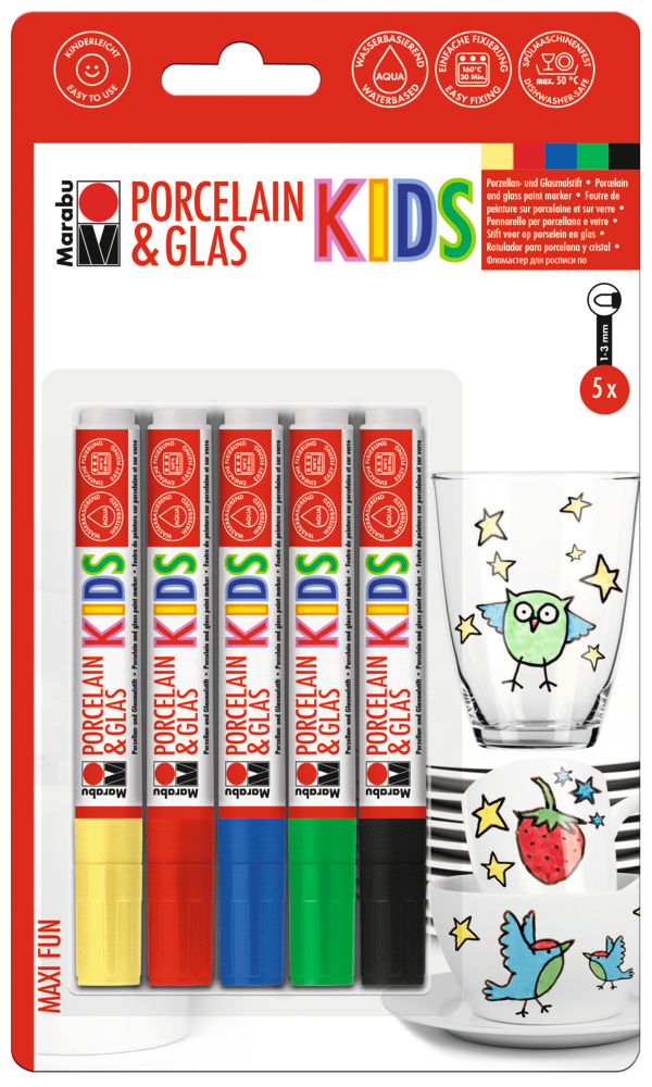 Marker Marabu KiDS za porcelan in steklo Fun, seti