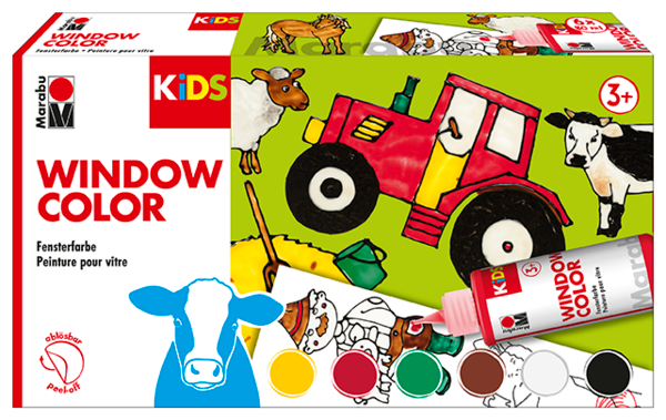 Barva za steklo Marabu KIDS set Farmer, 6 x 80 ml