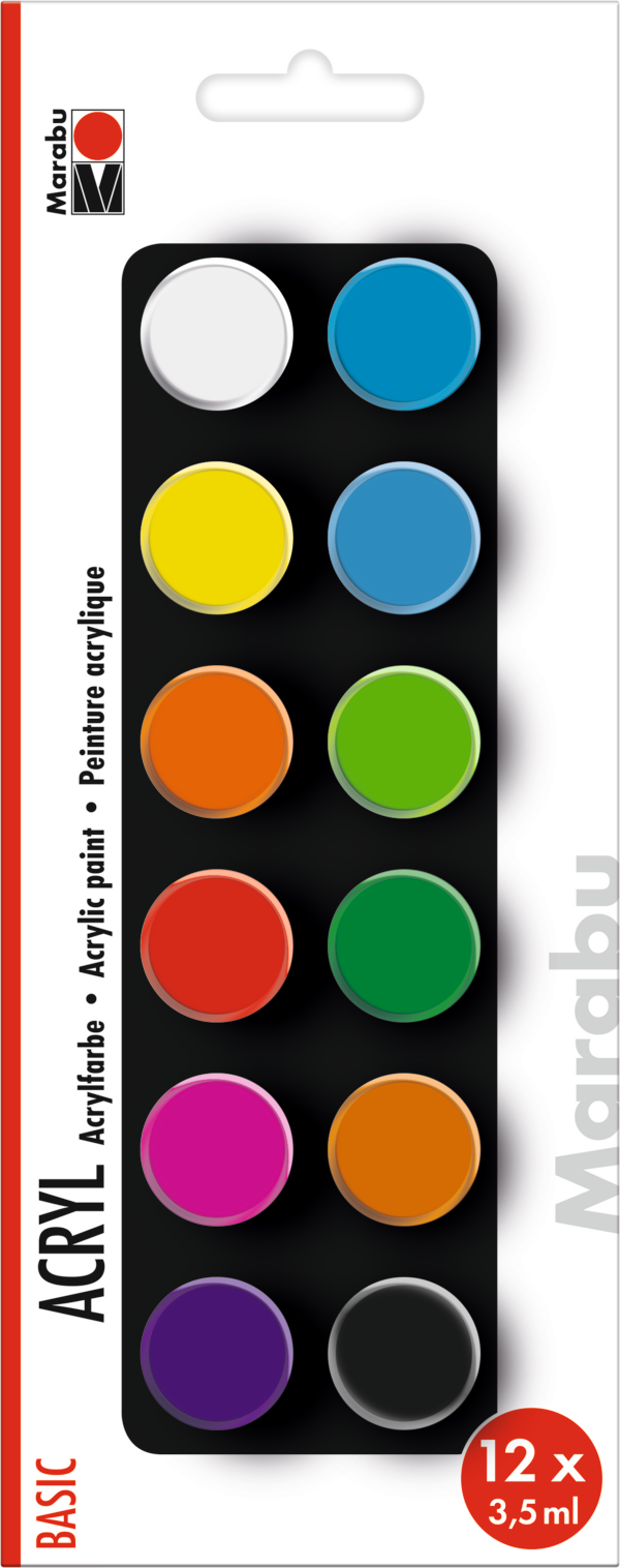 Barva akrilna Marabu Basic, set, 12 x 35ml