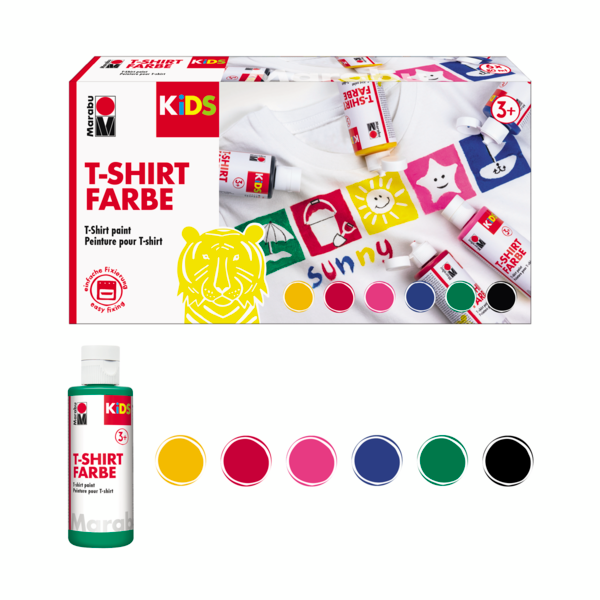 Barva za tekstil Marabu KiDS, set, 6 x 36/80 ml