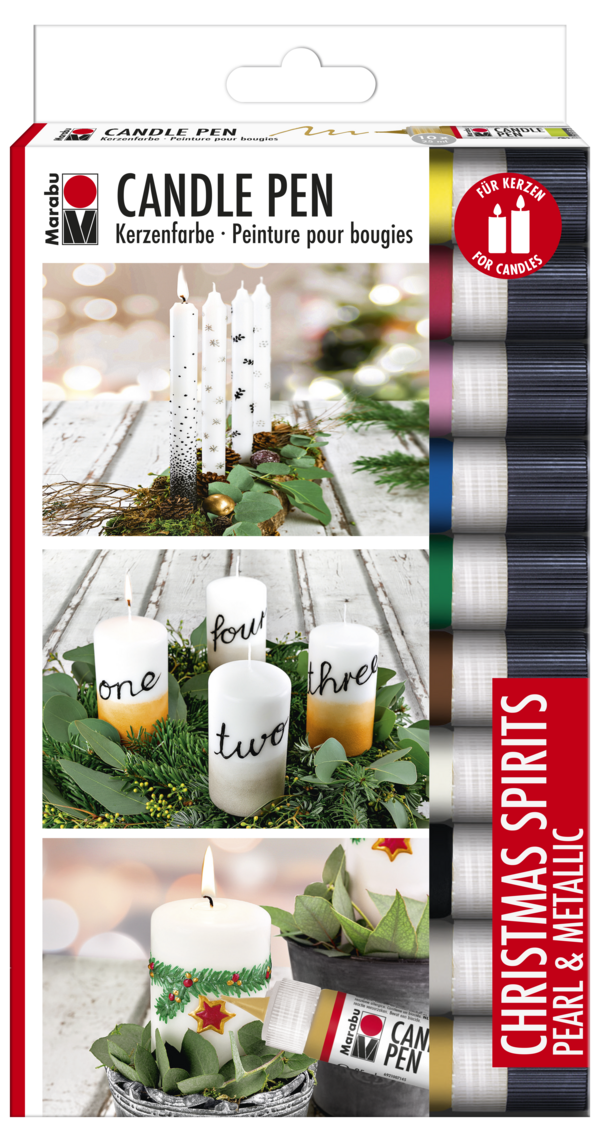 Marker za sveče Marabu, seti, 10 x 25 ml