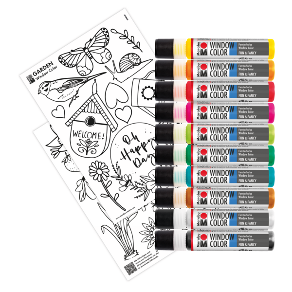 Barva za steklo Marabu set Garden, 10 x 25 ml