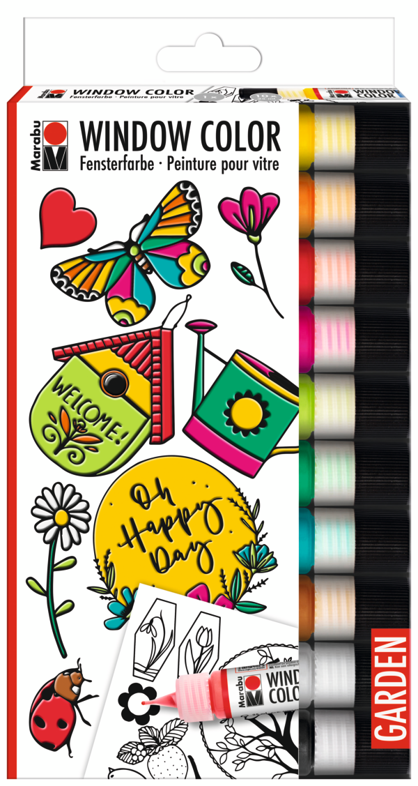 Barva za steklo Marabu set Garden, 10 x 25 ml