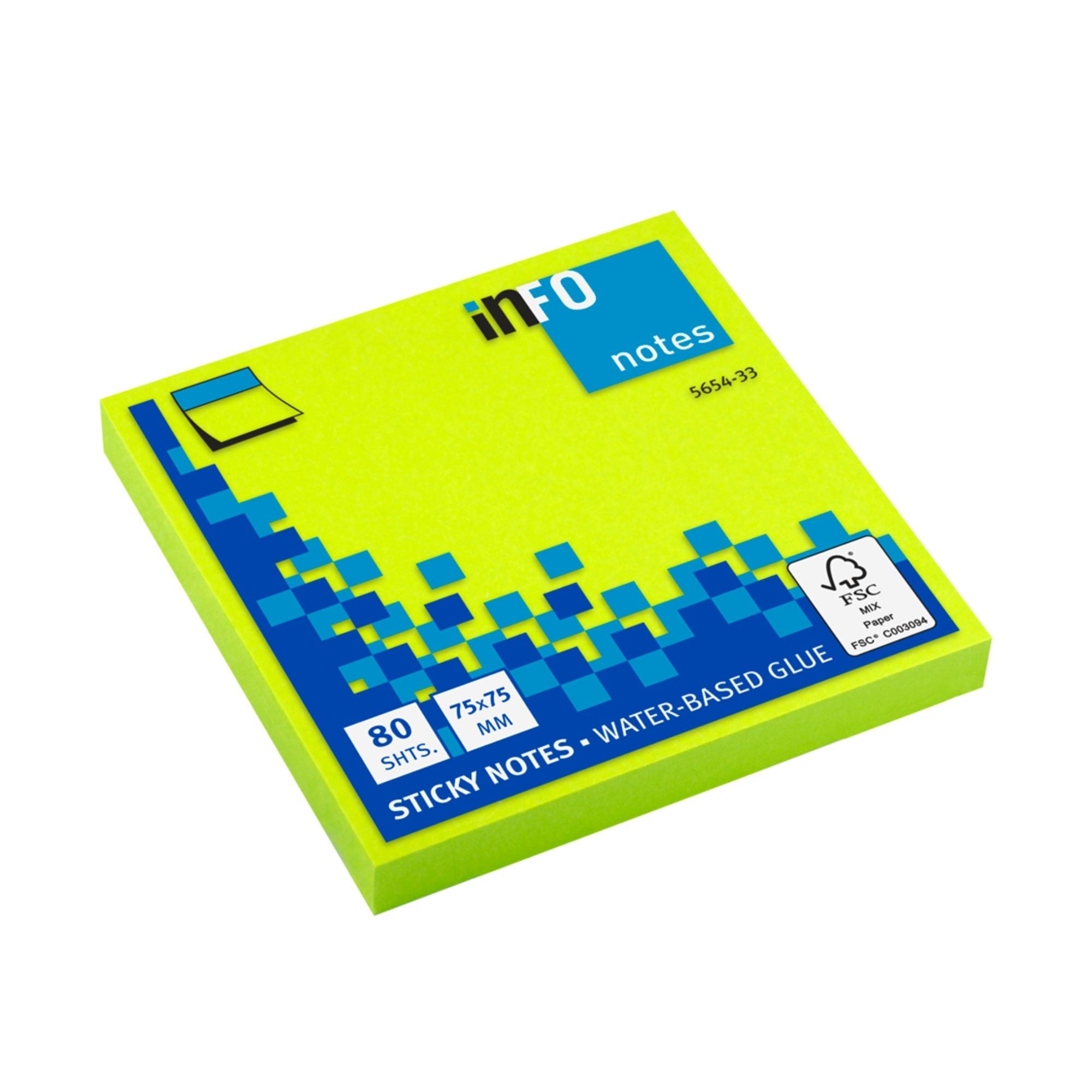 Blok samolepilni Info, 75 x 75 mm, 80 listni