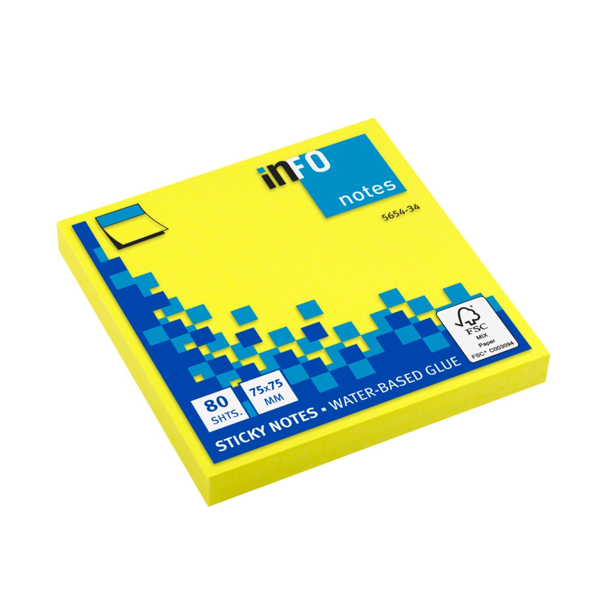 Blok samolepilni Info, 75 x 75 mm, 80 listni