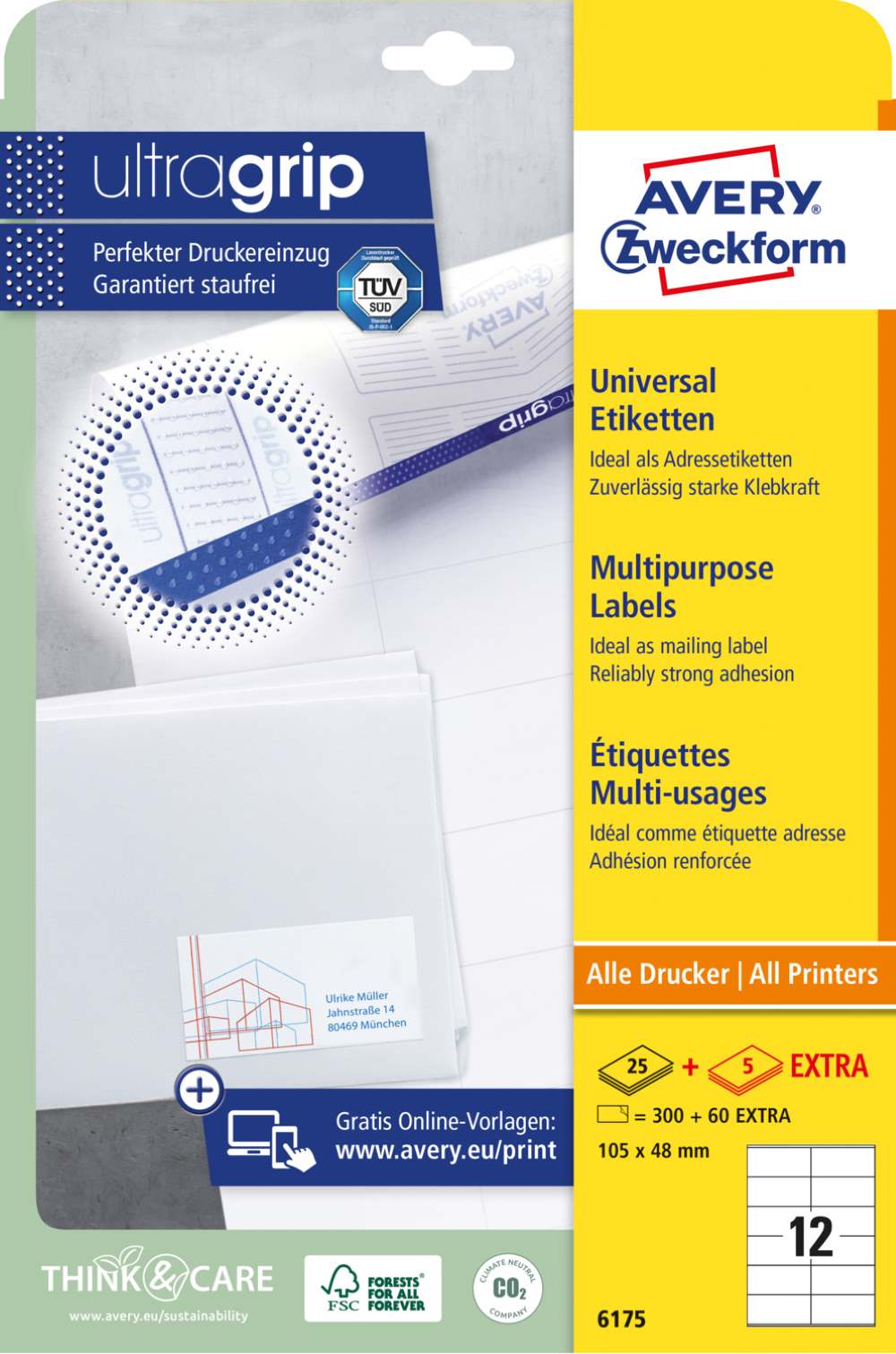 Etikete papirne bele univerzalne Avery Zweckform 6175, 105 x 48 mm