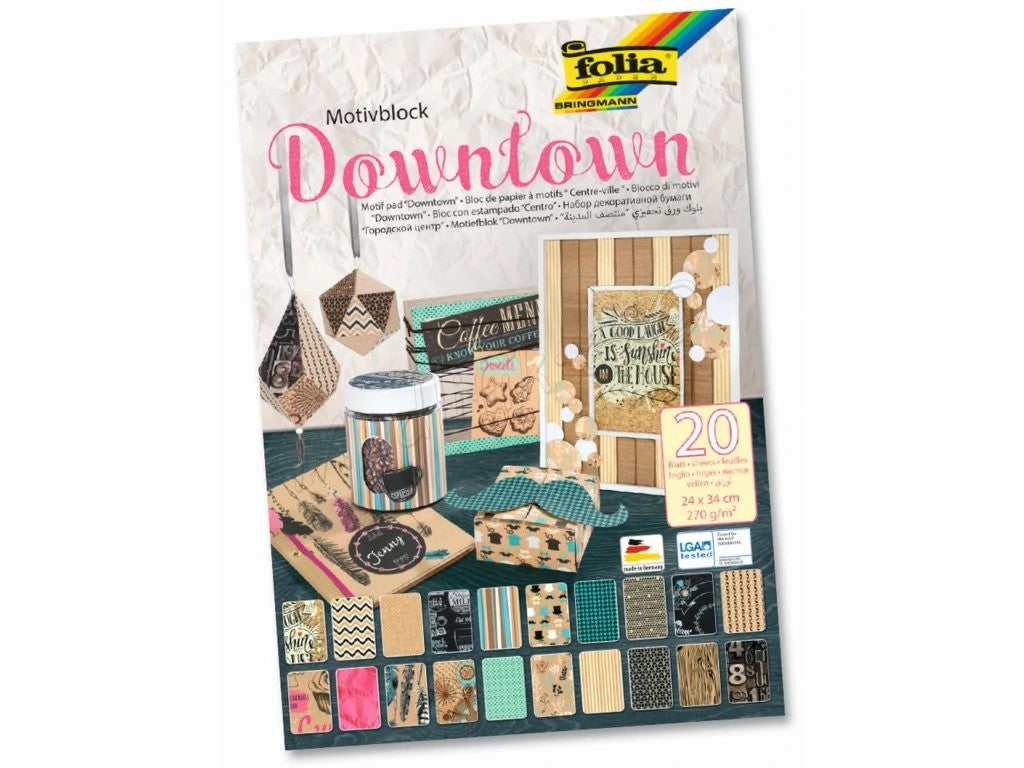 Papir strukturiran Folia Downtown 48549, sortirane barve, 20/1