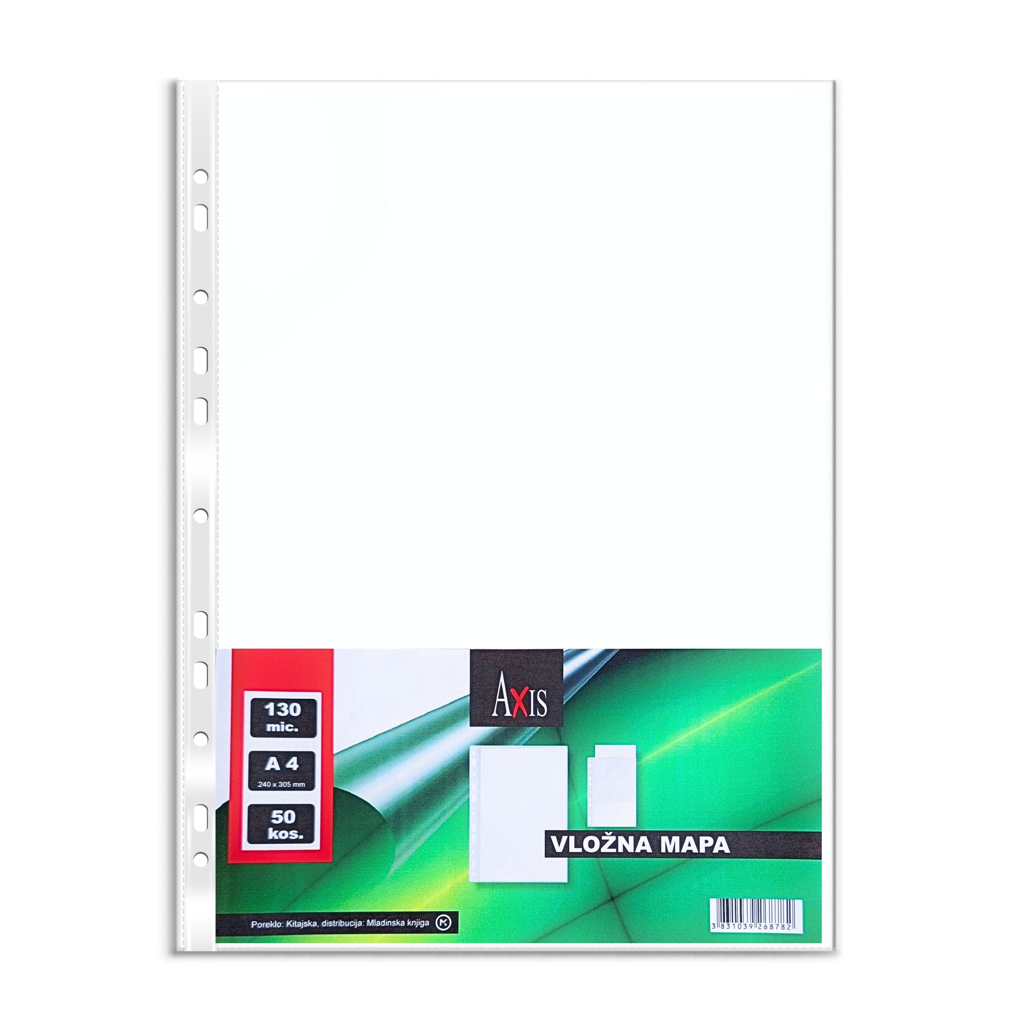 Mapa vložna PP A4 Axis 130/90 mic, sijaj, zavitek/kos