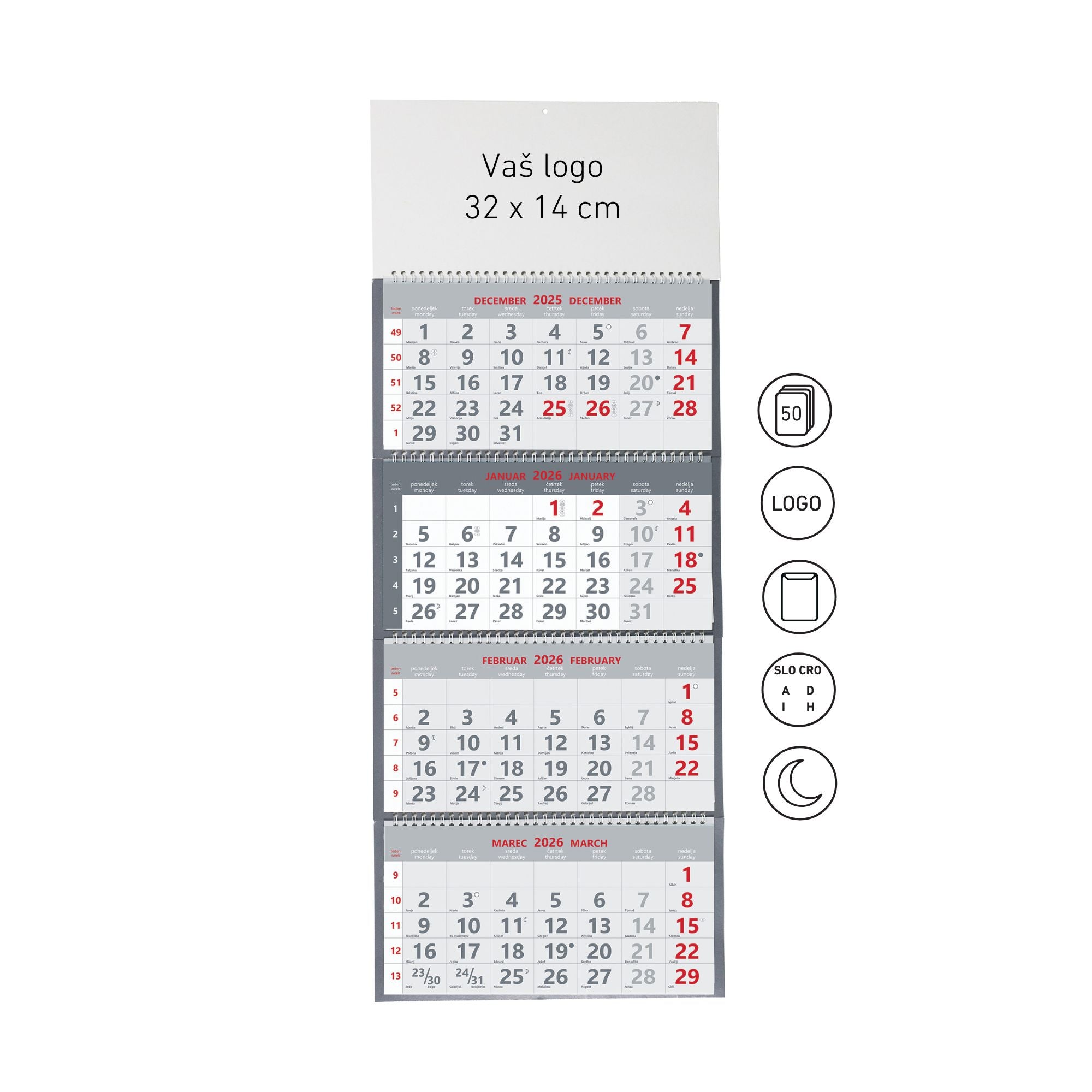 4-delni spiralni koledar