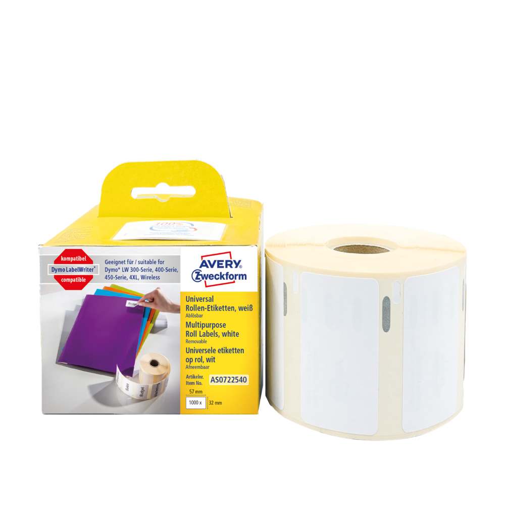 Etikete papirne bele odstranljive na kolutu Avery Zweckform AS0722540, 32 x 57 mm