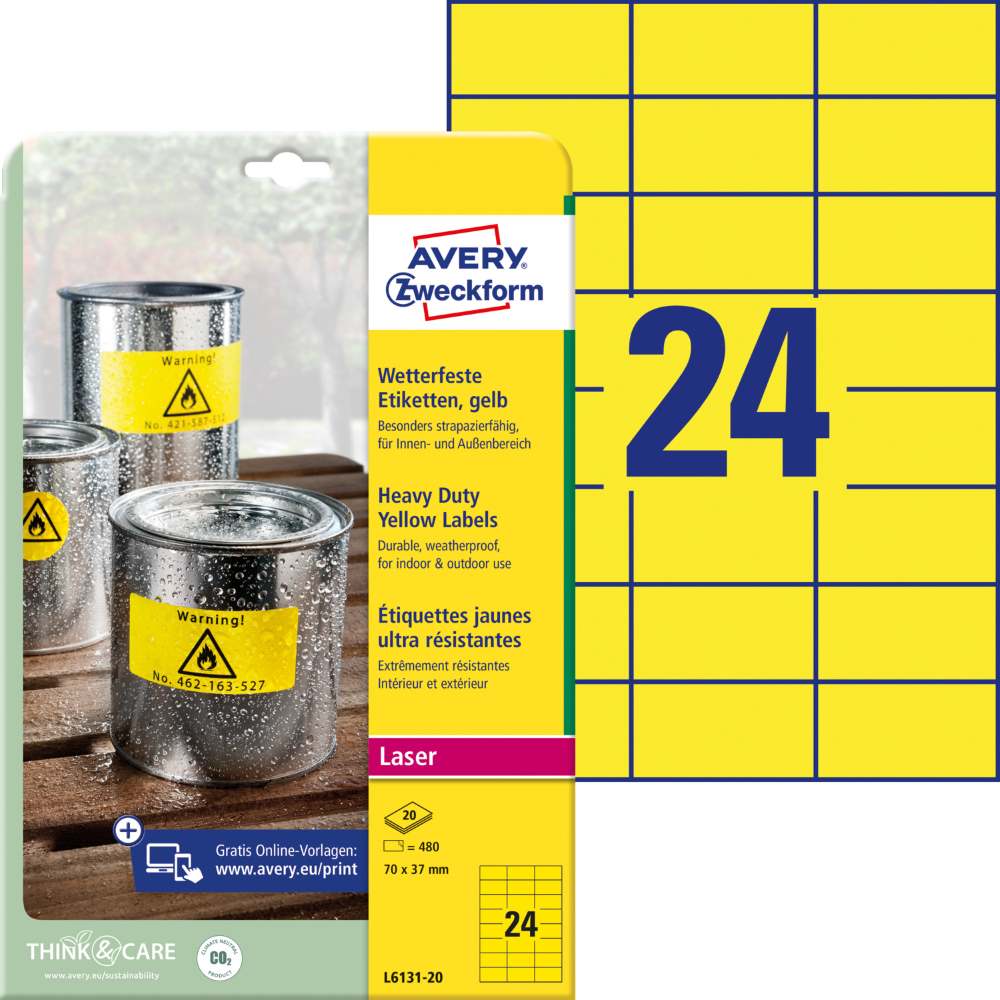 Etikete poliestrske zelo odporne Avery Zweckform, 70 x 37 mm