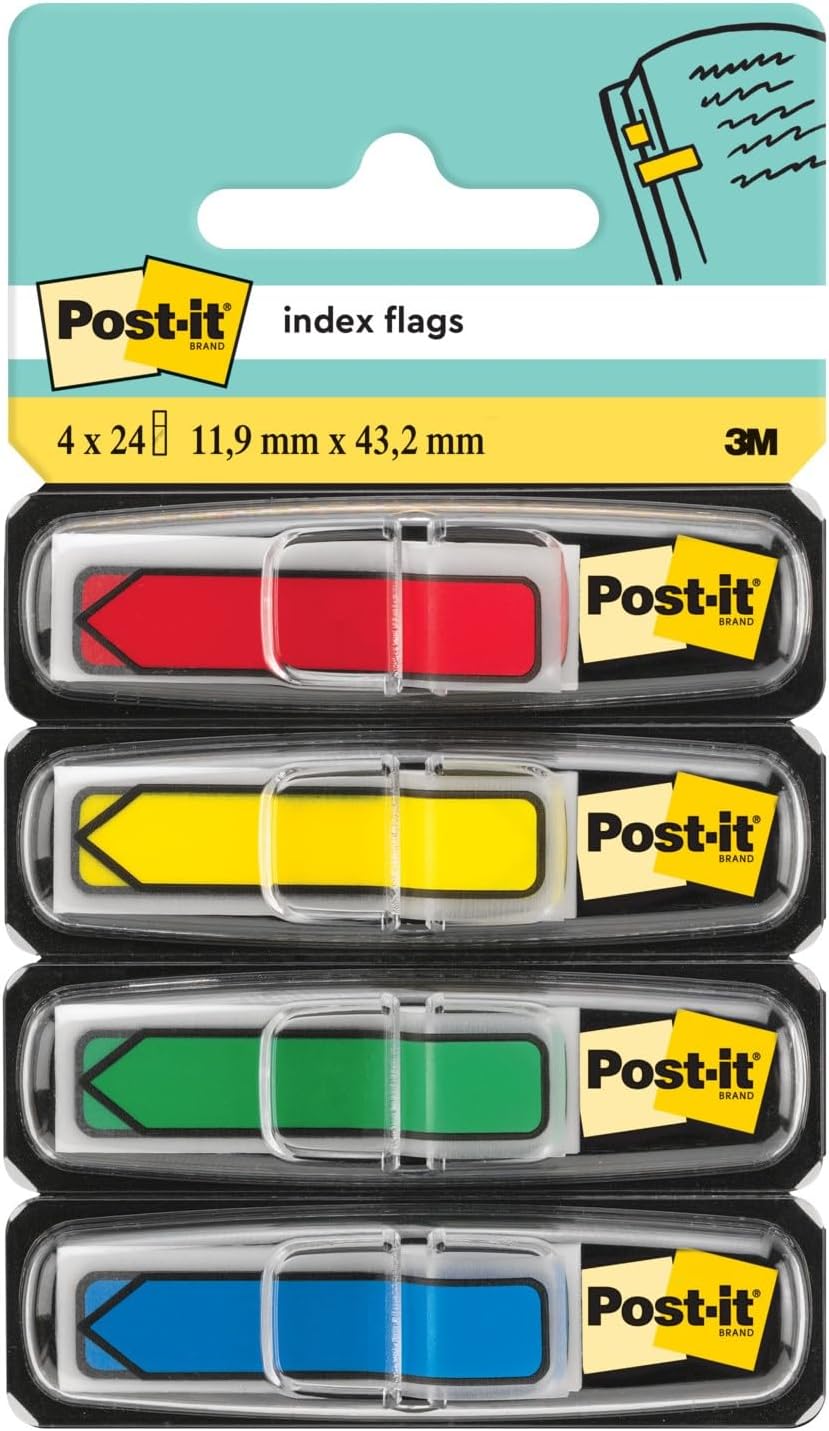 Označevalci samolepilni Post-it, 11,9 x 43,1 mm, 4x24 puščice