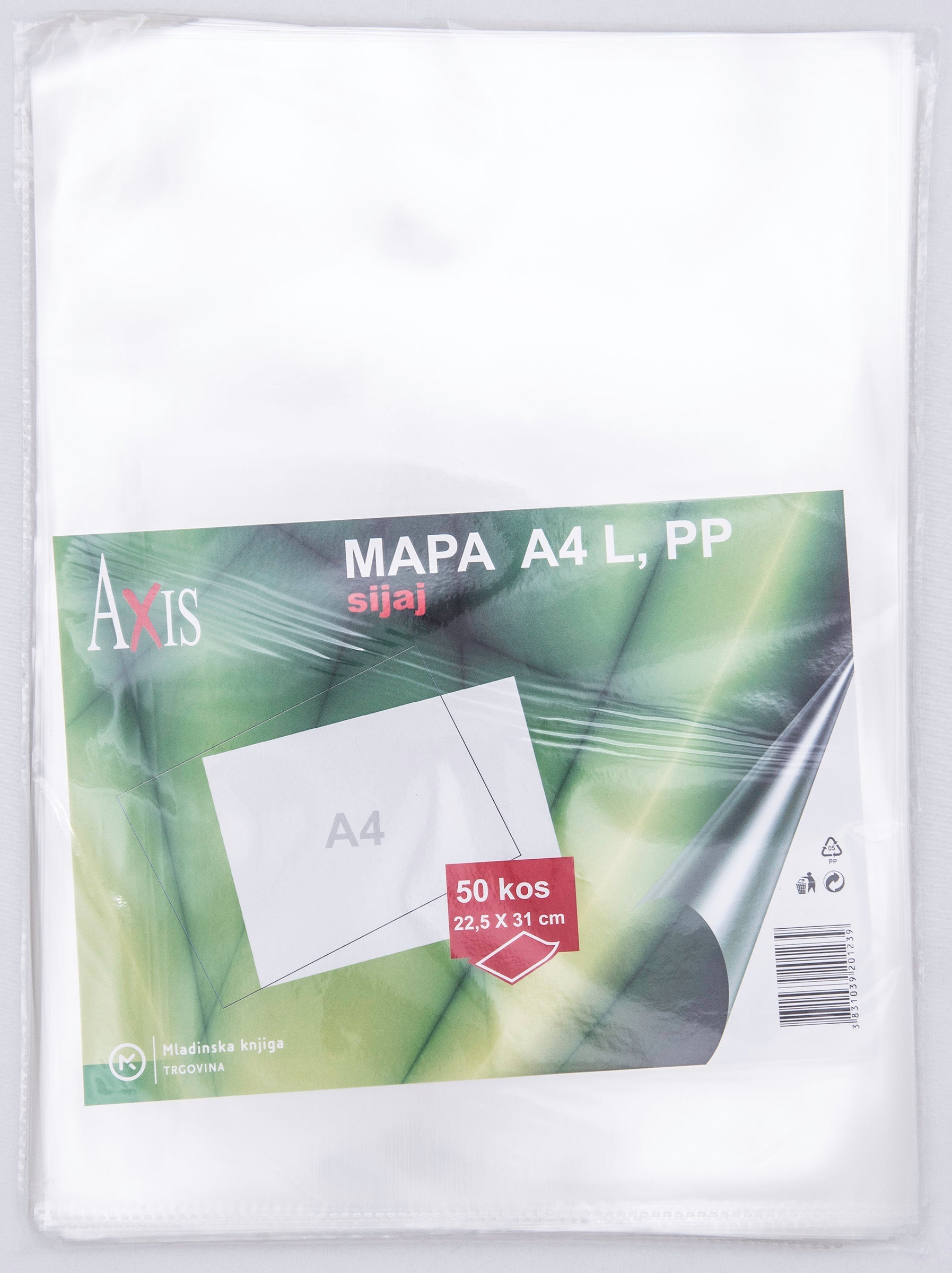 Mapa PP A4 L Axis, 100 mic, sijaj