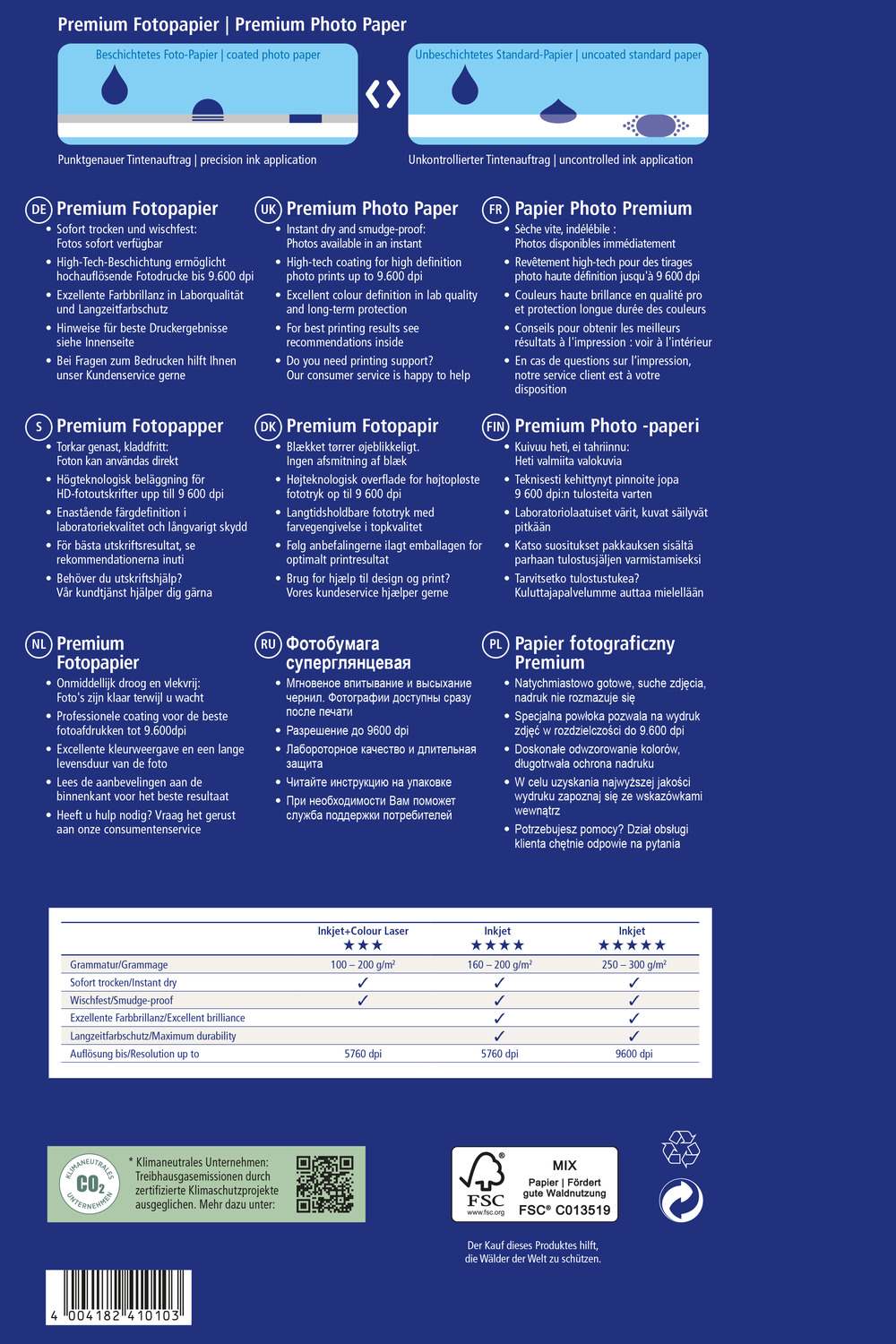 Papir foto bel sijajni za inkjet tiskalnike Premium Avery Zweckform 2482-20, 300 g