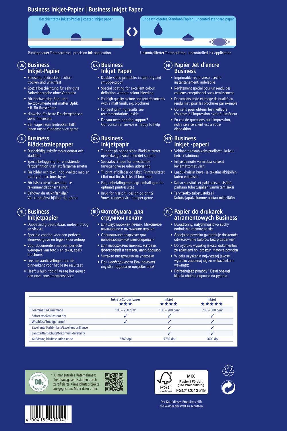 Papir bel mat za inkjet tiskalnike Business Avery Zweckform 2579-100, 150 g