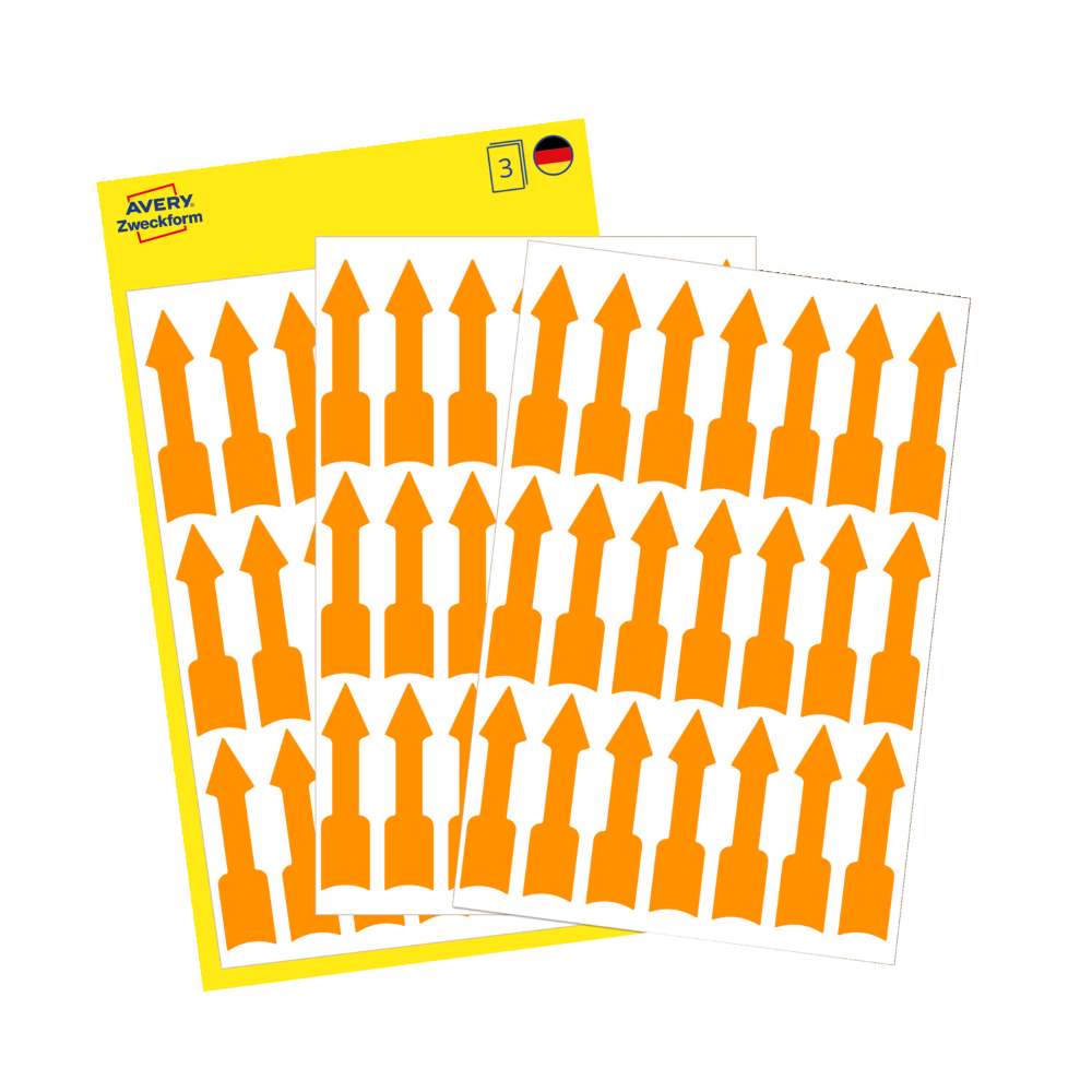 Etikete papirne neonsko oranžne opozorilne puščice Avery Zweckform 3008, 39 x 9 mm