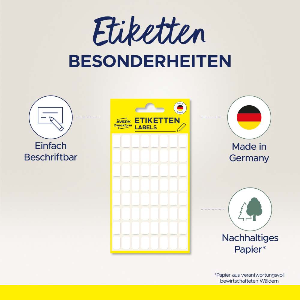 Etikete papirne bele za označevanje Avery Zweckform 3043, 22 x 18 mm