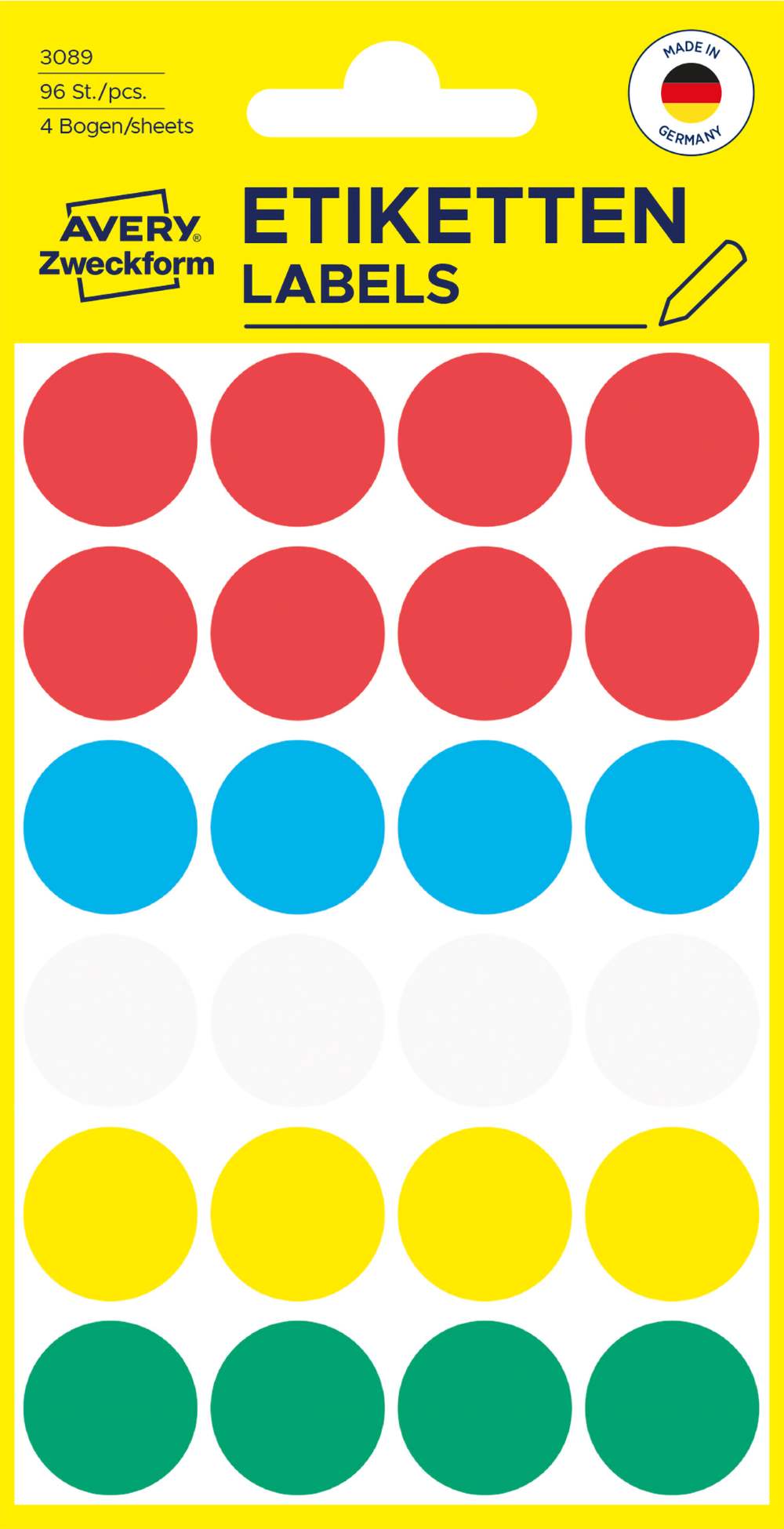 Etikete papirne večbarvne okrogle markirne Avery Zweckform 3089