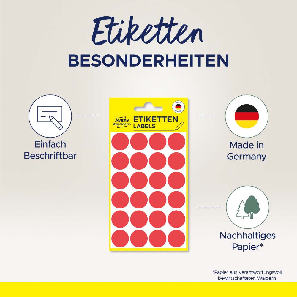 Etikete papirne večbarvne okrogle markirne Avery Zweckform 3089