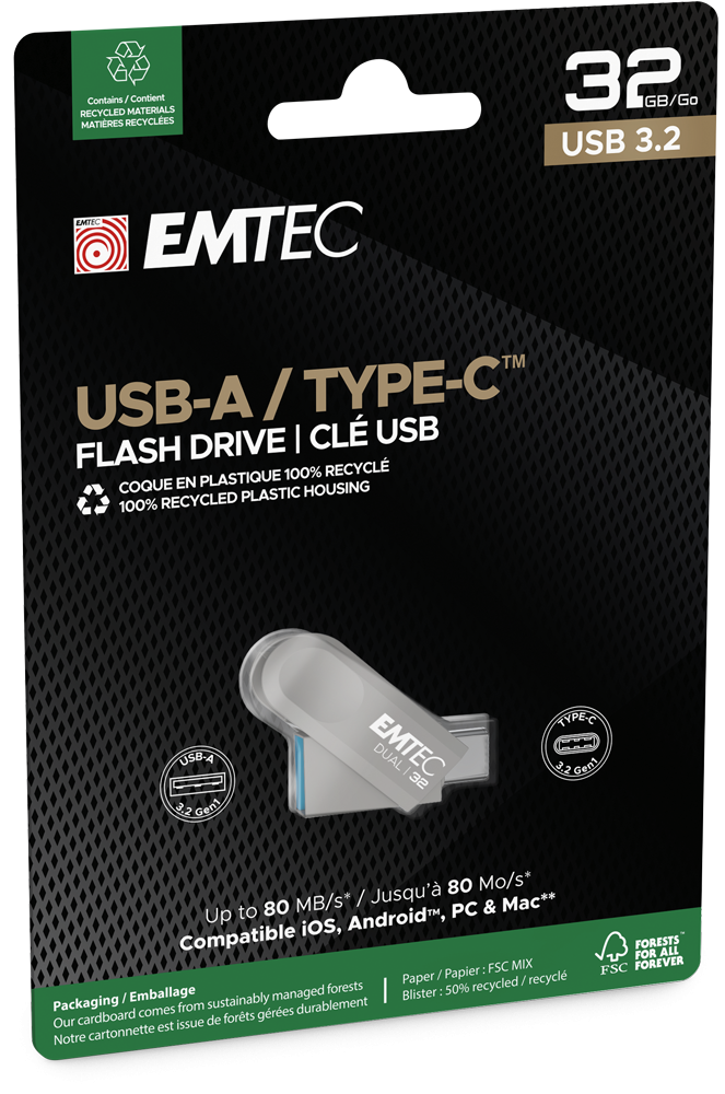 USB kjuč A-C EMTECH Dual 32/64/128 GB