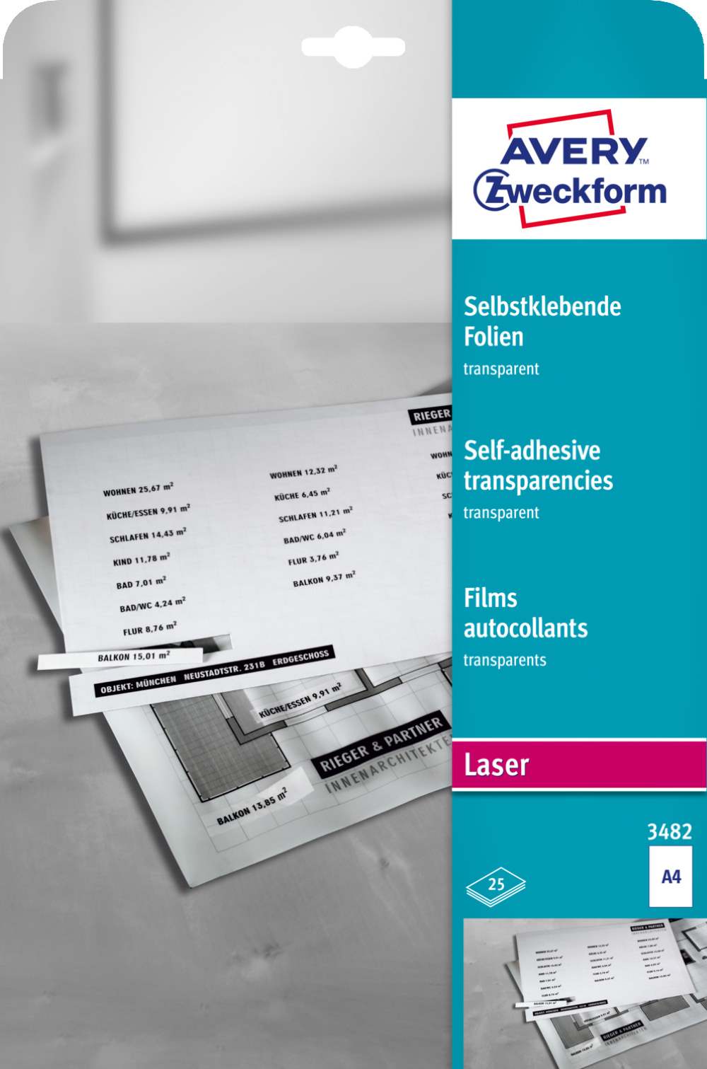 Folija samolepilna za laserske tiskalnike Avery Zweckform 3482