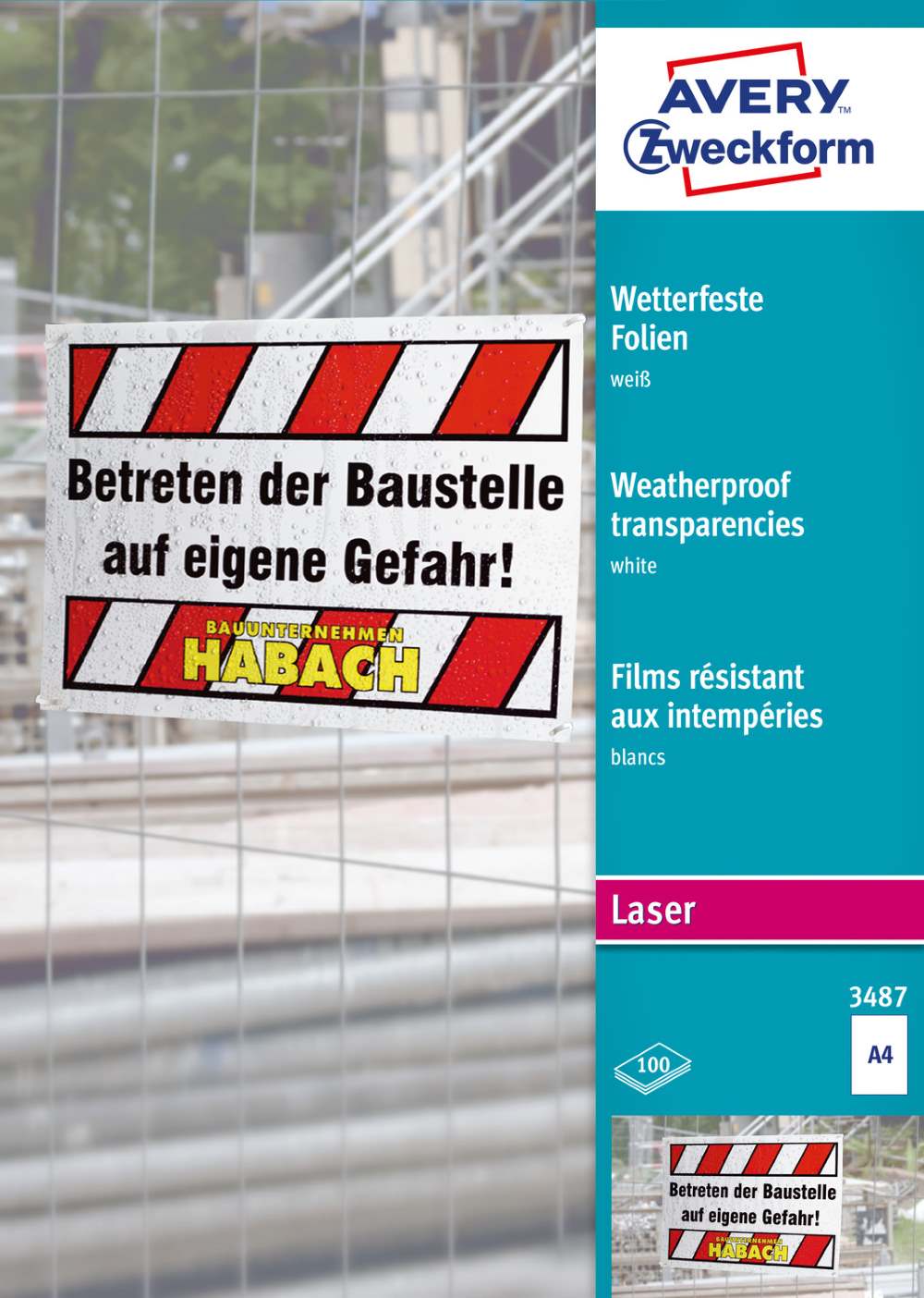 Folija za laserske tiskalnike Avery Zweckform 3487