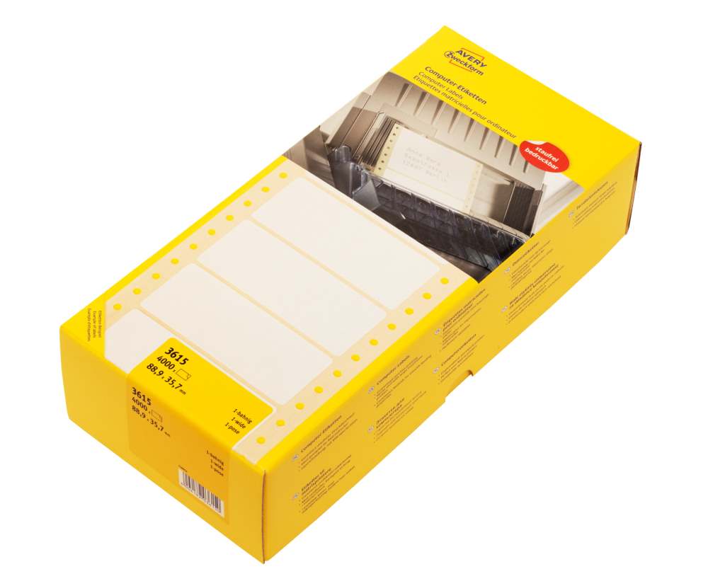 Etikete papirne bele na neskončnem traku Avery Zweckform 3615, 88,9 x 35,7 mm