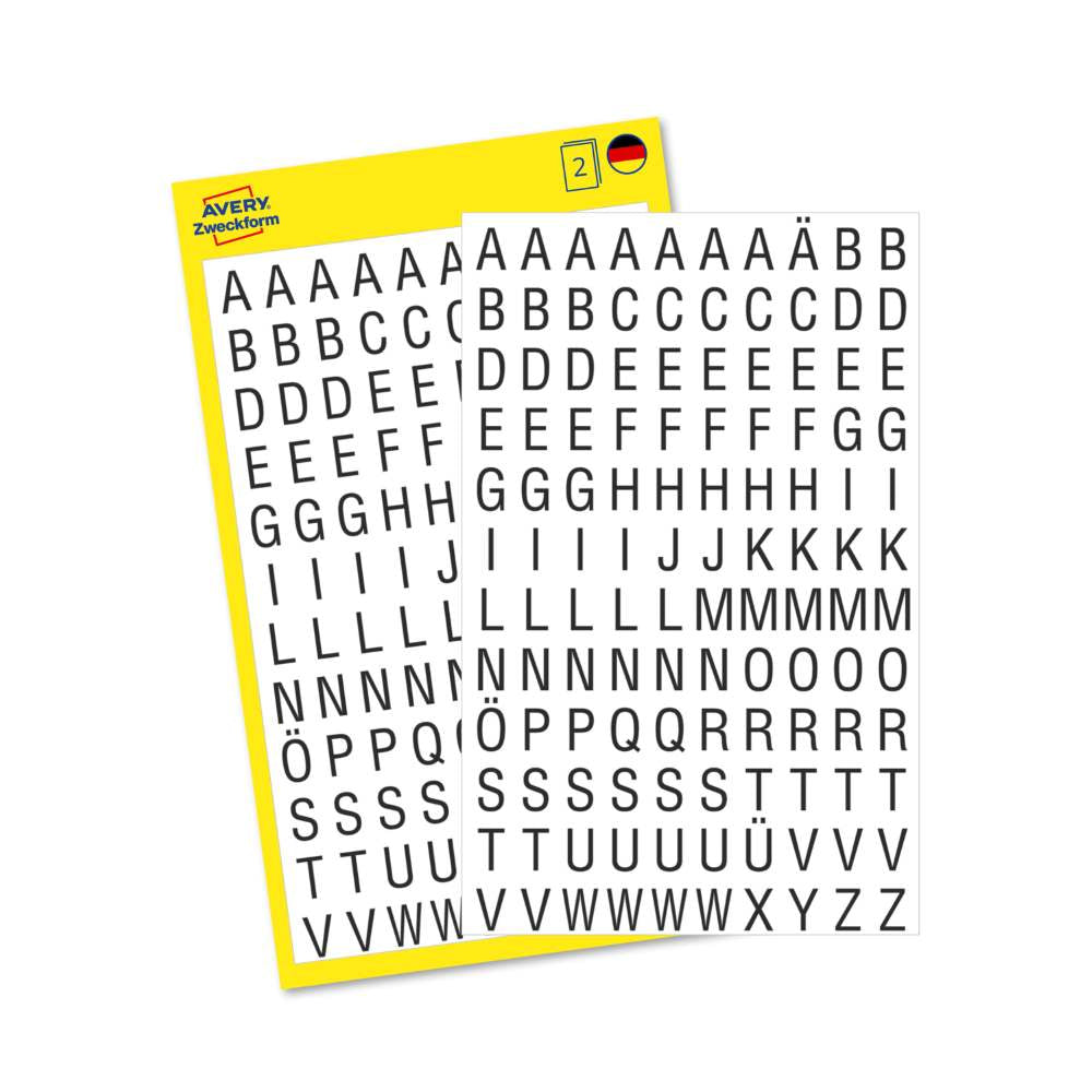 Etikete črne črke Avery Zweckform 3720, 6,5 mm