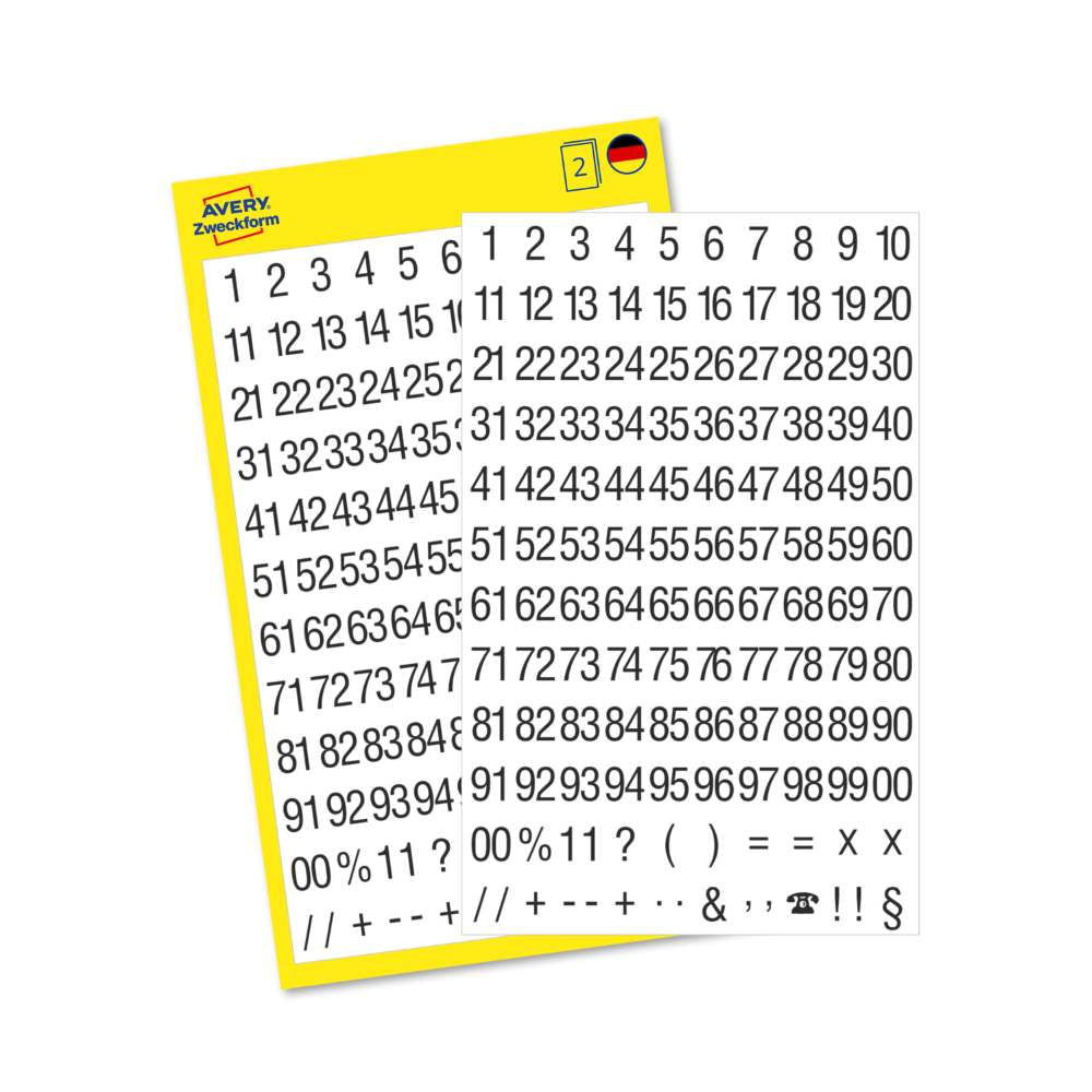 Etikete črne številke Avery Zweckform 3721, 6,5 mm