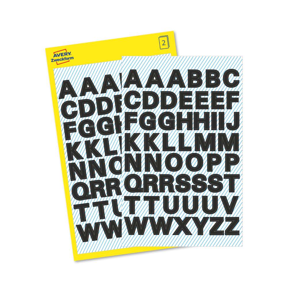 Etikete črne črke Avery Zweckform 3780, 9,5 mm