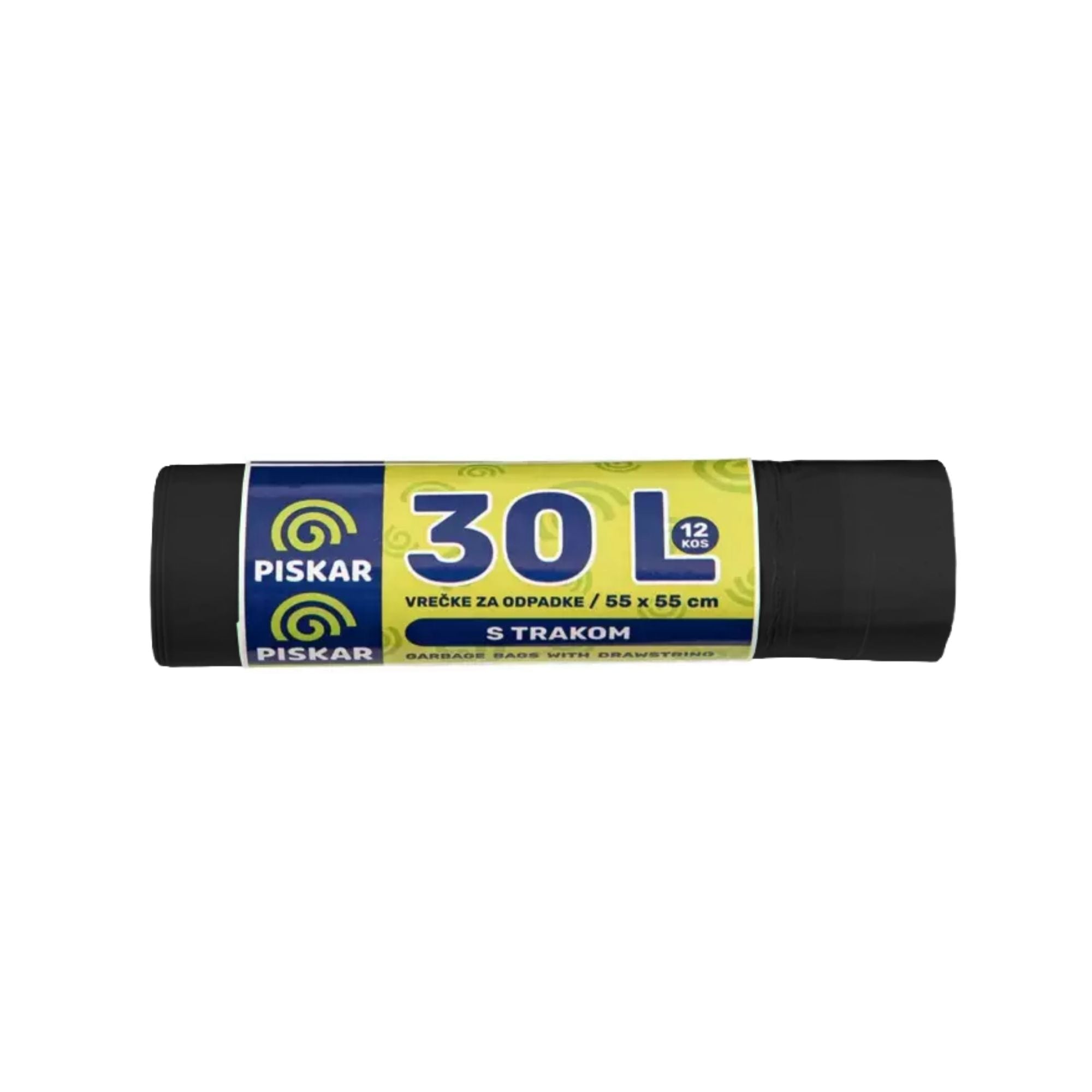 Vrečka za smeti, 30 l, s trakom, črna, 12/1