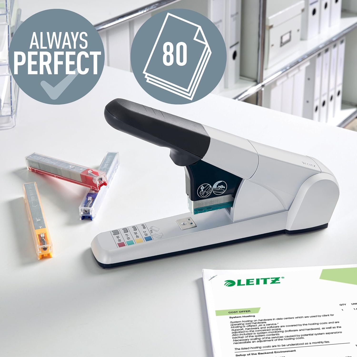 Spenjač Leitz 5551 84 B1 Heavy Duty, siv, 80l