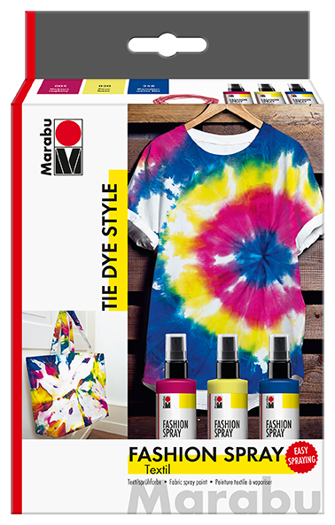 Barva za tekstil Marabu Fashion v spreju, set Tie Dye, 3 x 100 ml