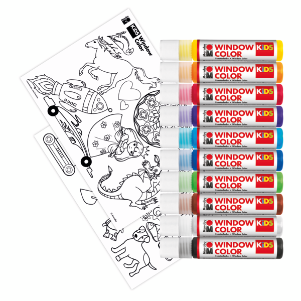 Barva za steklo Marabu KIDS "Favorites", 10 x 25 ml