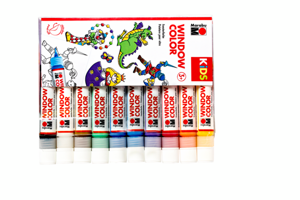 Barva za steklo Marabu KIDS "Favorites", 10 x 25 ml