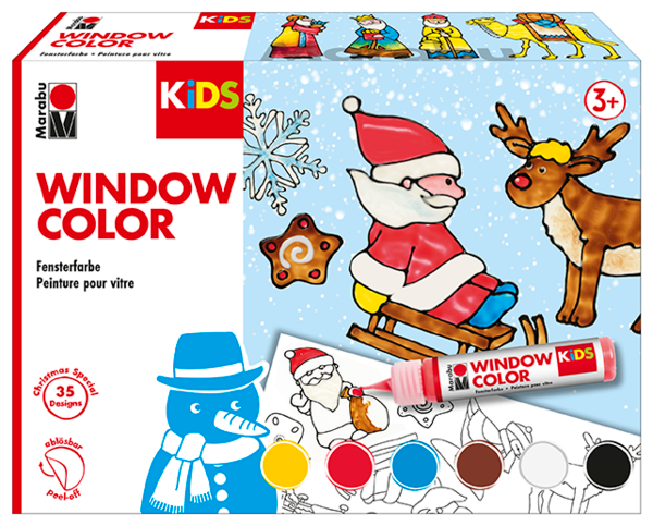 Barva za steklo Marabu KIDS set Christmas, 6 x 25 ml