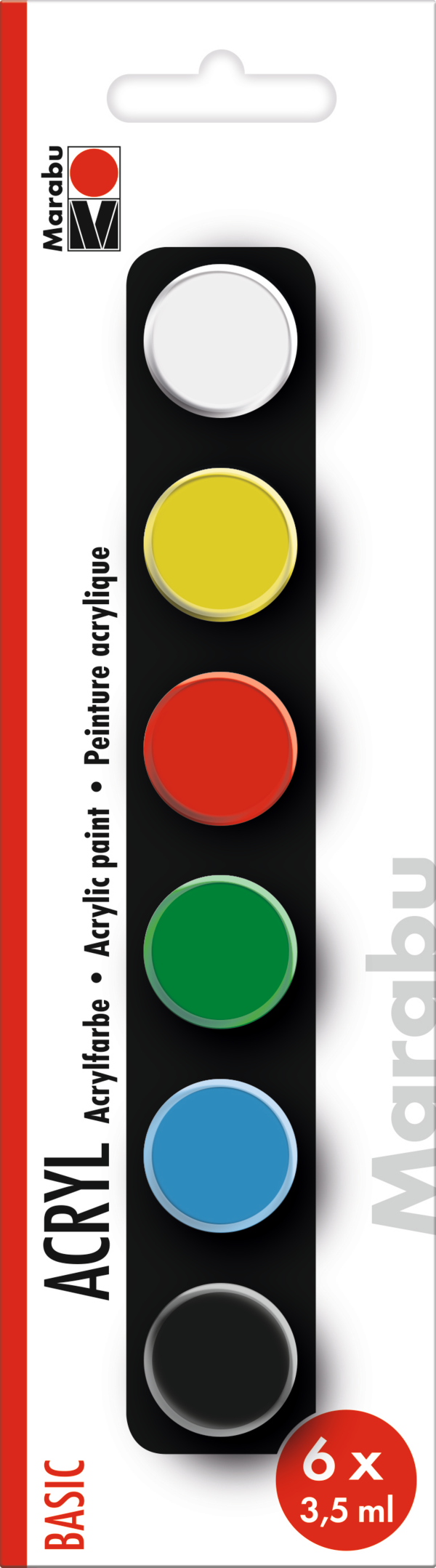 Barva akrilna Marabu Basic/Metallic/Neon/Pastel, set, 6 x 3,5 ml