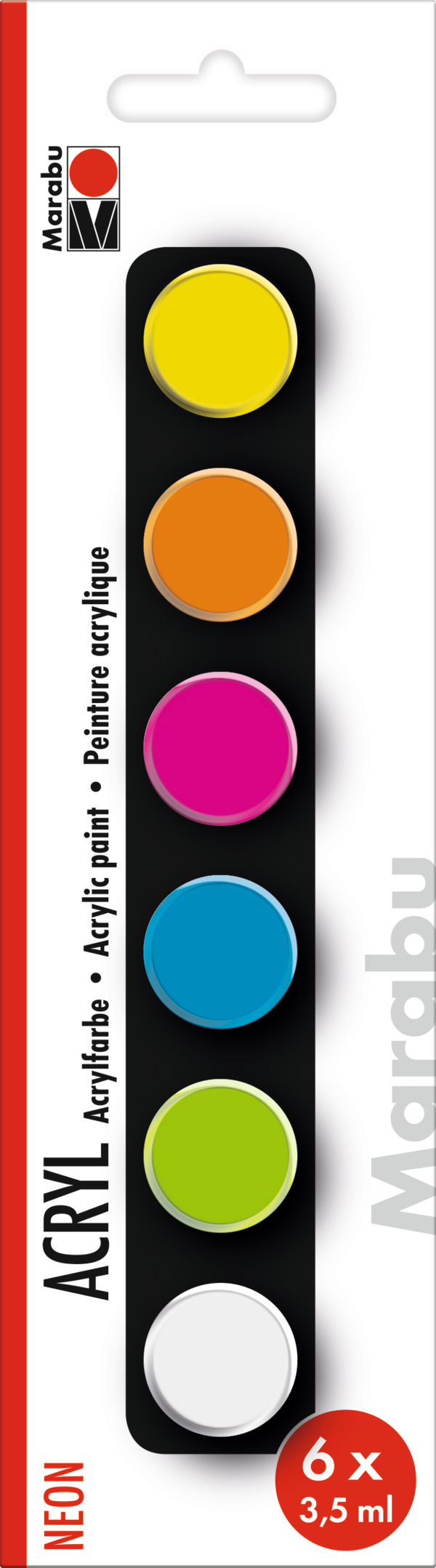 Barva akrilna Marabu Basic/Metallic/Neon/Pastel, set, 6 x 3,5 ml