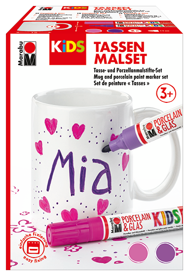 Marker Marabu KiDS za porcelan in steklo, set s skodelico Mia/Tim