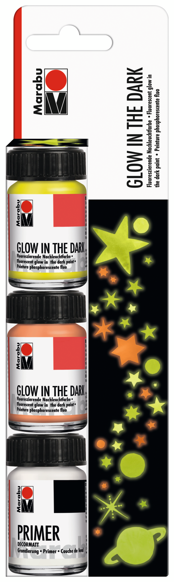 Barva Marabu Glow in the Dark Dream/Stars, seta, 3 x 15 ml